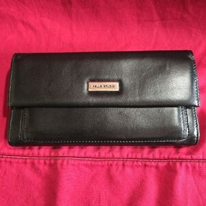 Wilsons Leather Pelle Studio Black Leather Flap Wallet NWOT